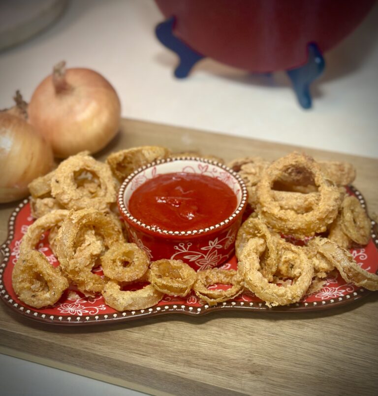 Crispy Golden Onion Rings (Alpha Gal Friendly and Dairy Free)